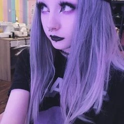 Cosplayc ANTIQUE MOON Silver Ombre Medium Length Ash Grey Wig With Bangs NEW