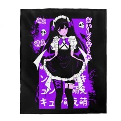 Printify Nanako Velveteen Plush Blanket (Black) Tops