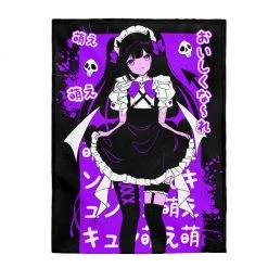 Printify Nanako Velveteen Plush Blanket (Black) Tops