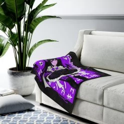 Printify Nanako Velveteen Plush Blanket (Black) Tops