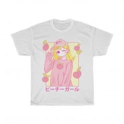 Printify Peachiie Girl T-Shirt (White) By Fawnbomb