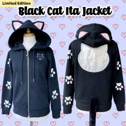 Peachiie Shop Black Cat Ita Jacket Insert - White