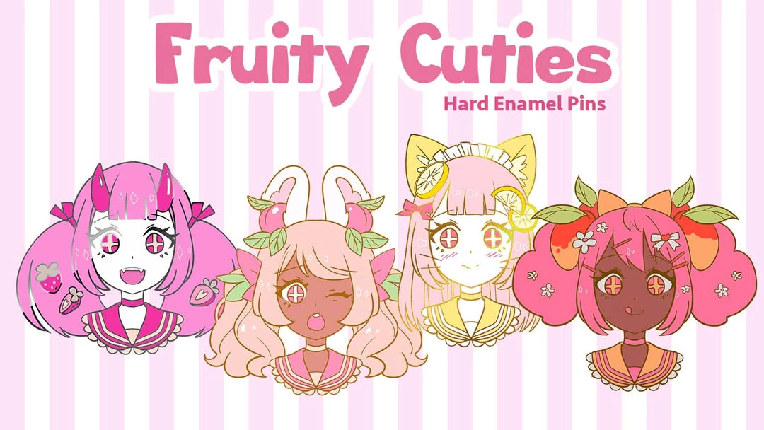 Peachiieshop NEW Fruity Cutie Hard Enamel Pins 23 Peachiieshop NEW Fruity Cutie Hard Enamel Pins