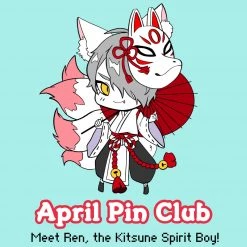 Peachiieshop Ren The Kitsune Pin Enamel Pins, Charms, Etc.