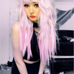 Cosplayc PINK MOON Wig Harajuku Kawaii Cute Fluffy Wavy Curly Long Pastel Emo Pinky Wigs
