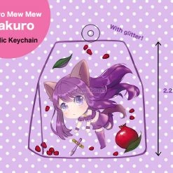 Peachiieshop Tokyo Mew Mew Zakuro Renee 2.25 Inch Glitter Keychain Accessories