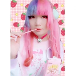 Printful Apparel ICHIGO MILK TEA / いちごミルク/ Strawberry Milk Tea T-Shirt (Pink) By Fawnbomb