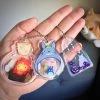 Peachiieshop 2.25” Ghibli Keychains - Calcifer Totoro No Face