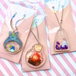 Peachiieshop 2.25” Ghibli Keychains - Calcifer Totoro No Face