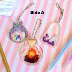 Peachiieshop 2.25” Ghibli Keychains - Calcifer Totoro No Face
