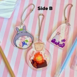 Peachiieshop 2.25” Ghibli Keychains - Calcifer Totoro No Face