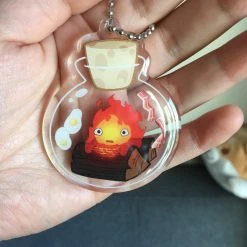 Peachiieshop 2.25” Ghibli Keychains - Calcifer Totoro No Face