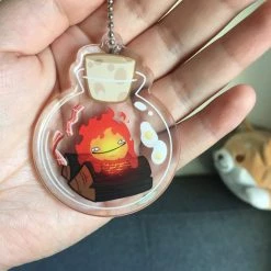 Peachiieshop 2.25” Ghibli Keychains - Calcifer Totoro No Face