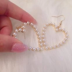 Aliexpress Pearl Heart Drop Earrings NEW