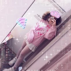 Printful NEW ICHIGO MILK TEA いちごミルク Strawberry Milk Tea Sweater Pink By Fawnbomb