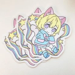 Peachiie Shop Rainbow Neko Boy Sticker