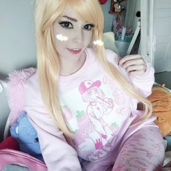 Printful NEW ICHIGO MILK TEA いちごミルク Strawberry Milk Tea Sweater Pink By Fawnbomb