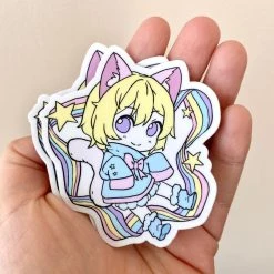 Peachiie Shop Rainbow Neko Boy Sticker