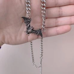 Peachiie Shop NEW Silver Chain Bat Necklace