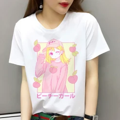 Printify Peachiie Girl T-Shirt (White) By Fawnbomb