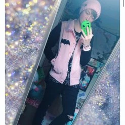 Peachiieshop Lovely Sinner Pastel Pink Bat Jacket By Fawnbomb NEW 34 Peachiieshop Lovely Sinner Pastel Pink Bat Jacket By Fawnbomb NEW