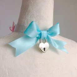 Aliexpress Magical Clear Ribbon Heart Lock Choker (4 Colours) NEW