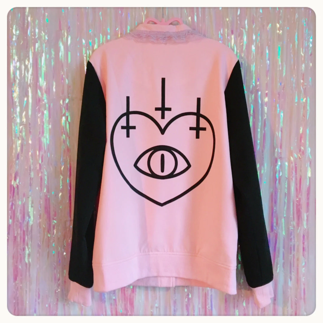 Peachiieshop Lovely Sinner Pastel Pink Bat Jacket By Fawnbomb NEW 2 Peachiieshop Lovely Sinner Pastel Pink Bat Jacket By Fawnbomb NEW