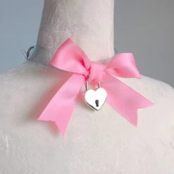 Aliexpress Magical Clear Ribbon Heart Lock Choker (4 Colours) NEW