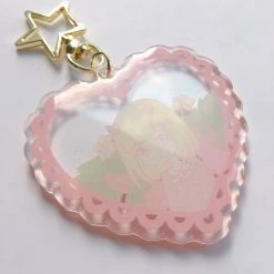 Peachiieshop CLEARANCE Strawberry Demon Baby Clear Glitter Keychain By Fawnbomb Enamel Pins, Charms, Etc.
