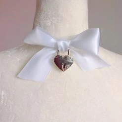 Aliexpress Magical Clear Ribbon Heart Lock Choker (4 Colours) NEW