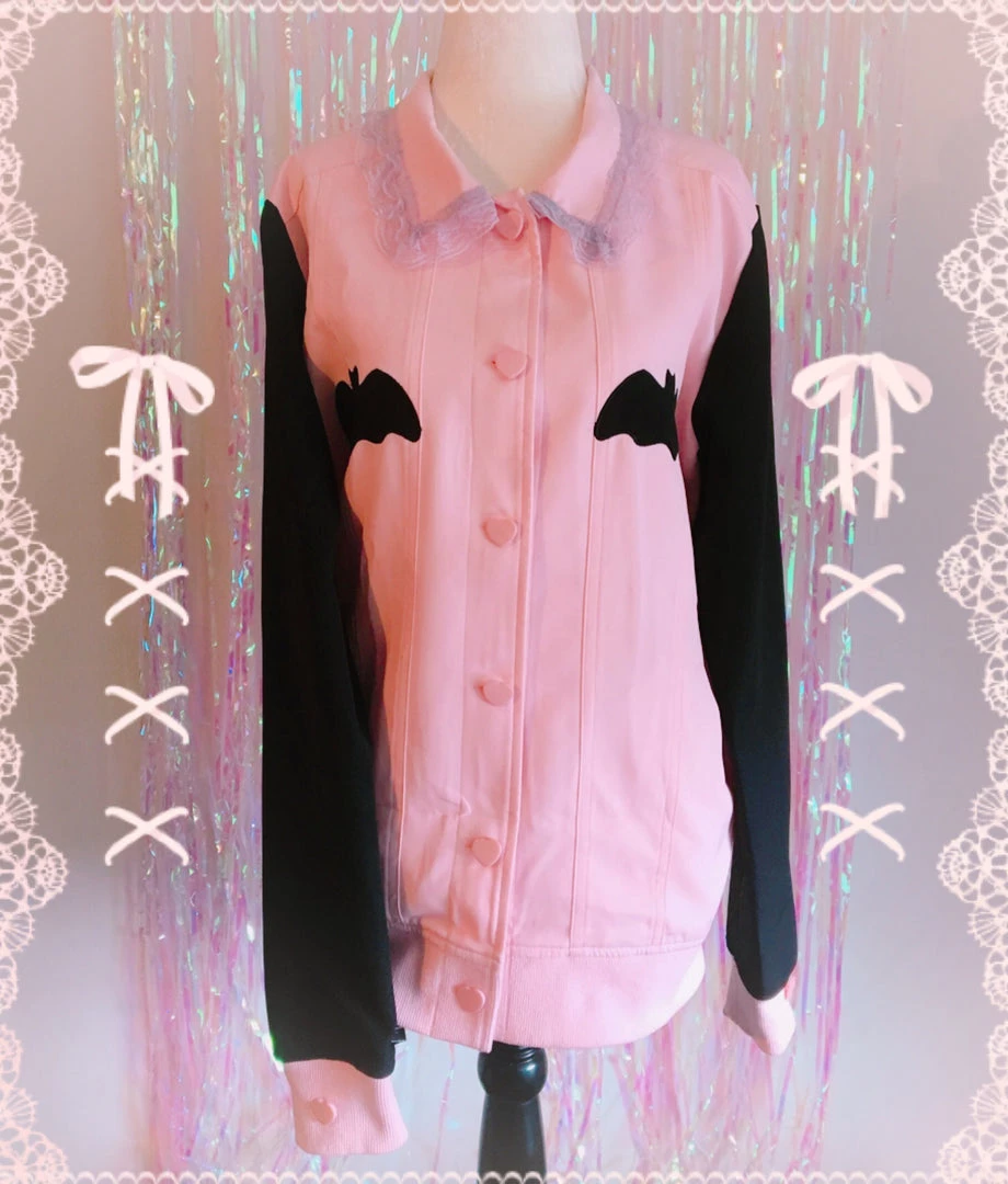 Peachiieshop Lovely Sinner Pastel Pink Bat Jacket By Fawnbomb NEW 11 Peachiieshop Lovely Sinner Pastel Pink Bat Jacket By Fawnbomb NEW