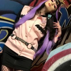 Peachiieshop Lovely Sinner Pastel Pink Bat Jacket By Fawnbomb NEW 31 Peachiieshop Lovely Sinner Pastel Pink Bat Jacket By Fawnbomb NEW