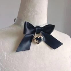 Aliexpress Magical Clear Ribbon Heart Lock Choker (4 Colours) NEW