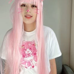 Aliexpress Fairy Pink Wig With Straight Bangs