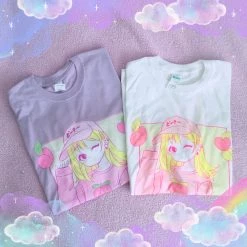 Printify Peachiie Girl T-Shirt (Lilac) By Fawnbomb