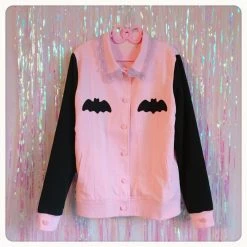 Peachiieshop Lovely Sinner Pastel Pink Bat Jacket By Fawnbomb NEW