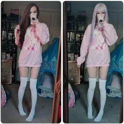 Printful NEW ICHIGO MILK TEA いちごミルク Strawberry Milk Tea Sweater Pink By Fawnbomb