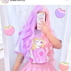 Printify Peachiie Girl T-Shirt (Lilac) By Fawnbomb