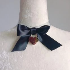 Aliexpress Magical Clear Ribbon Heart Lock Choker (4 Colours) NEW