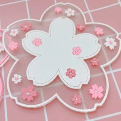 Peachiie Shop Glitter Sakura Coasters (Set Of 2)