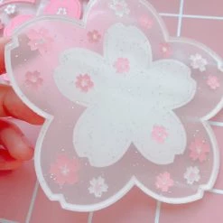 Peachiie Shop Glitter Sakura Coasters (Set Of 2)
