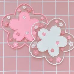 Peachiie Shop Glitter Sakura Coasters (Set Of 2)