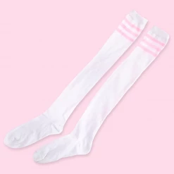 Aliexpress Socks And Tights Pink And White Thigh High Socks (7 Colours)