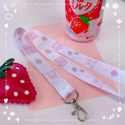 Peachiie Shop NEW Strawberry Cow Lanyard