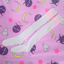 Aliexpress Socks And Tights Pink And White Thigh High Socks (7 Colours)