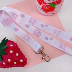 Peachiie Shop NEW Strawberry Cow Lanyard
