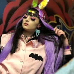 Peachiieshop Lovely Sinner Pastel Pink Bat Jacket By Fawnbomb NEW 32 Peachiieshop Lovely Sinner Pastel Pink Bat Jacket By Fawnbomb NEW