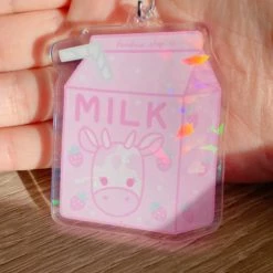 Peachiie Shop NEW Strawberry Cow Holographic Charm