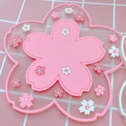 Peachiie Shop Glitter Sakura Coasters (Set Of 2)