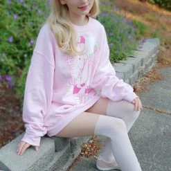 Printful NEW ICHIGO MILK TEA いちごミルク Strawberry Milk Tea Sweater Pink By Fawnbomb